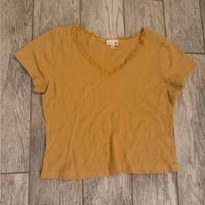 Y2K So Mustard Yellow Waffle Knit Tee